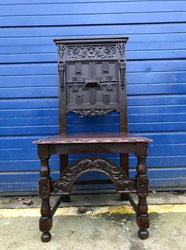 Antique Oak Highly Carved Hall Chair