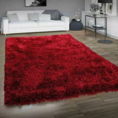 Brand New Luxury Shaggy Thick Soft Fluffy Red Rug  0