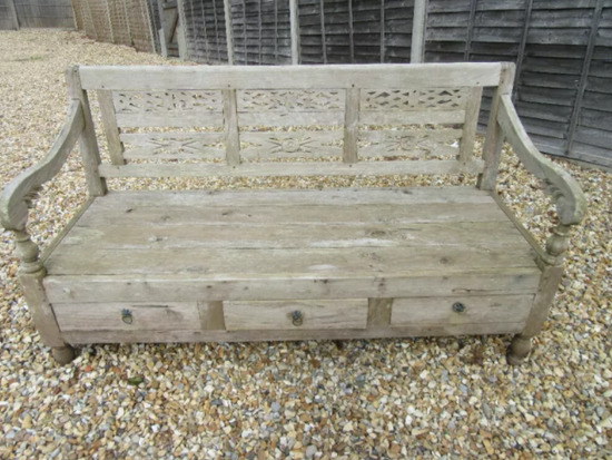 Beautiful Heavy Solid Wood Garden Bench Carved Wood Furniture  0