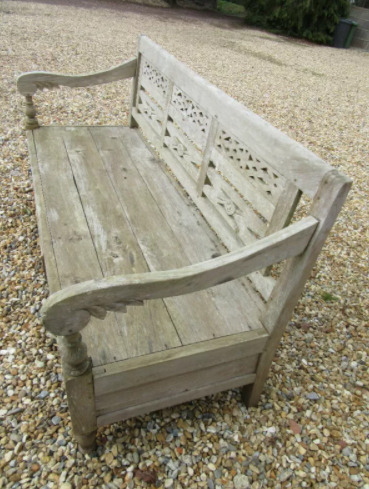 Beautiful Heavy Solid Wood Garden Bench Carved Wood Furniture  3