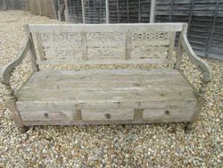 Beautiful Heavy Solid Wood Garden Bench Carved Wood Furniture thumb 1
