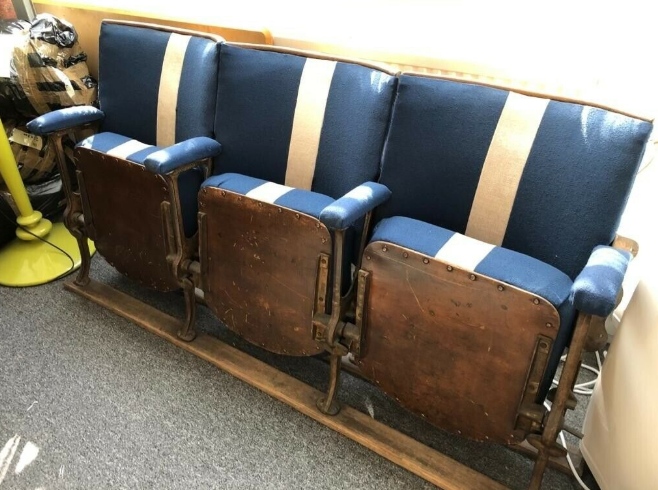 Row Of Three Vintage Cinema Chairs  2