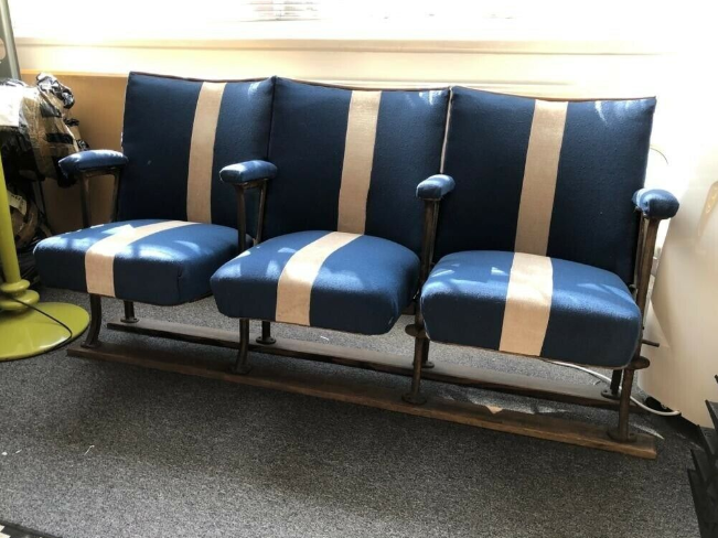 Row Of Three Vintage Cinema Chairs  1