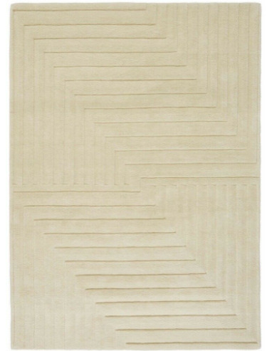 Form Modern Plain Ridged 100% Wool Rug Carpet in Natural Beige 120x170cm LIKE NEW  2