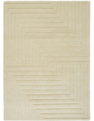 Form Modern Plain Ridged 100% Wool Rug Carpet in Natural Beige 120x170cm LIKE NEW thumb 3