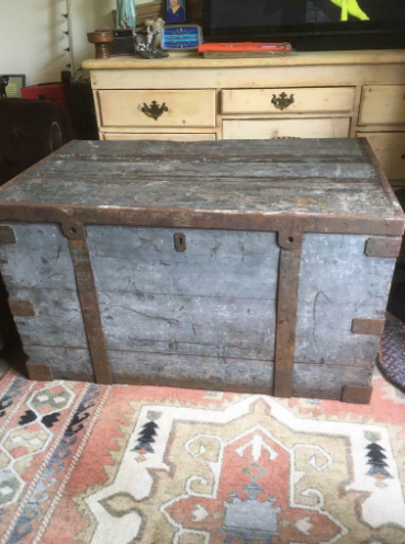 Victorian Pine Military Trunk  0