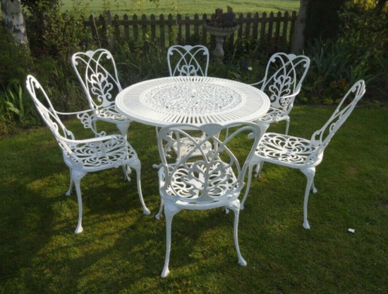 Large Garden Furniture Set - Table and 6 Chairs - Cast Aluminium  0
