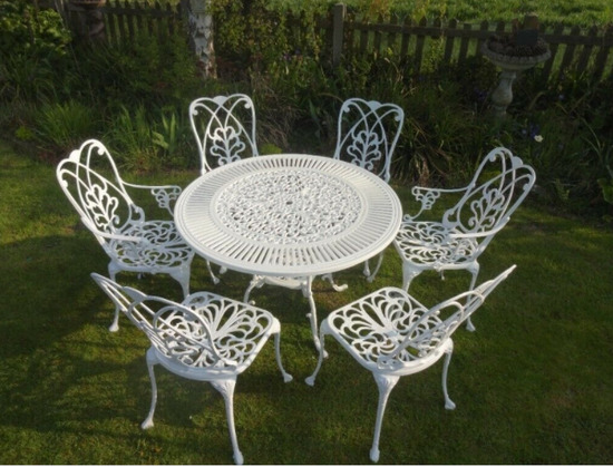 Large Garden Furniture Set - Table and 6 Chairs - Cast Aluminium  1