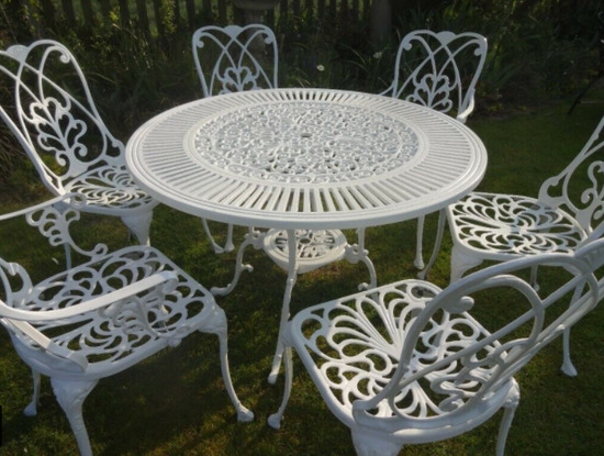 Large Garden Furniture Set - Table and 6 Chairs - Cast Aluminium  2