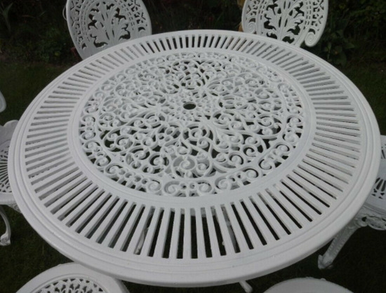 Large Garden Furniture Set - Table and 6 Chairs - Cast Aluminium  6