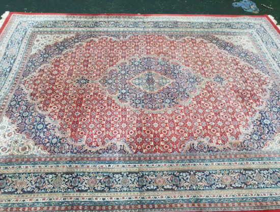 Large Handmade Iranian Moud Carpet - Persian Rug  1