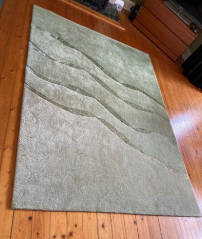 Tibetan Hand knotted 100% Wool Ribbon Carpet Rug in Mimosa Light Green  1