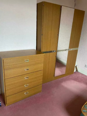Bedroom Furniture Set - Double Wardrobe Full Length Mirror and Set of Drawers  0