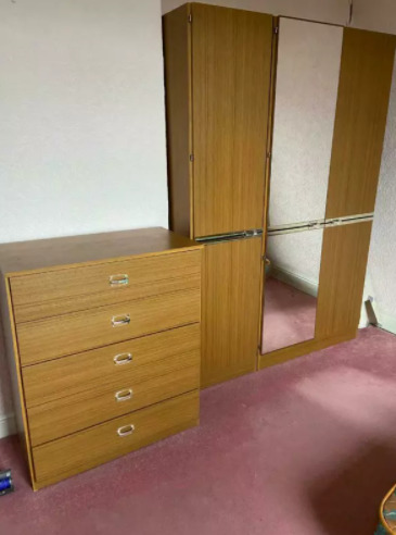 Bedroom Furniture Set - Double Wardrobe Full Length Mirror and Set of Drawers  1