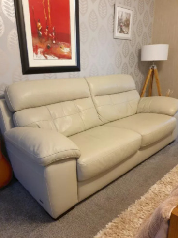Cream Leather Sofa 11 Months Old - Baccarus Sterling Furniture  0