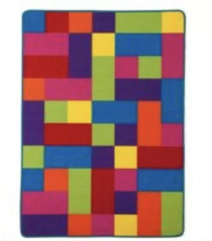 Multi Coloured Rainbow Blocks Square Colours Rug Carpet  0