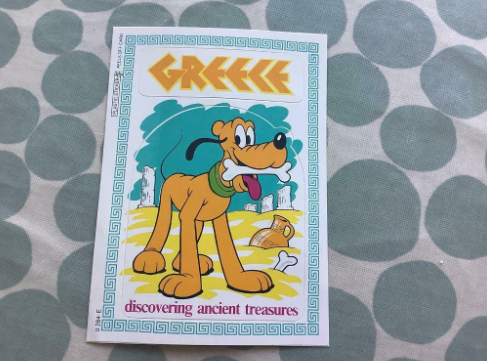 Vintage Pluto Sticker and Postcard from Greece  0