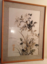 Vintage Japeneas Water Colour Signed Painting On Rice Paper thumb-753