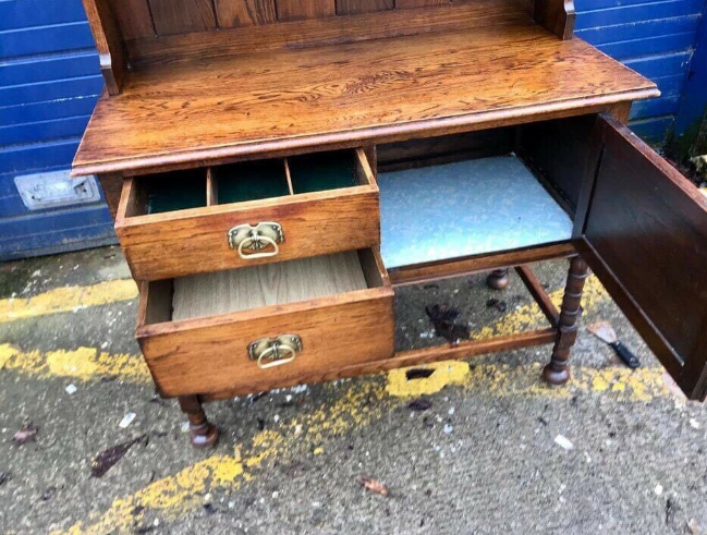 Antique Oak Dresser/ Cabinet/ Bookcase  5