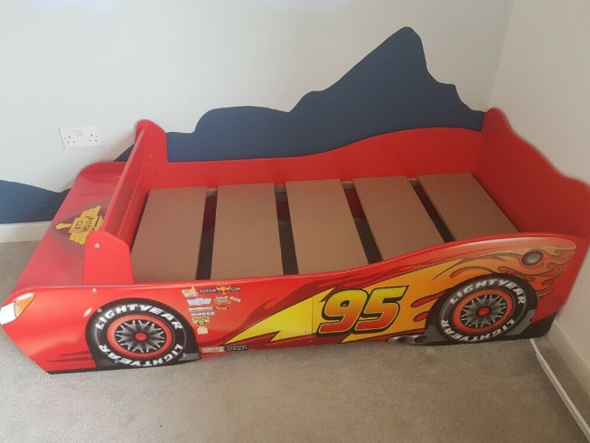 Disney Cars Lightning Mcqueen Red Toddler Storage Bed Kids Bedroom  0