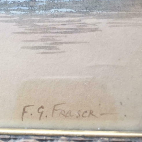 Antique Water Colour In Gold Frame By F.G.fraser  5