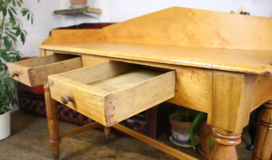 Antique Pine Washstand Retro Vintage Wooden Furniture  4