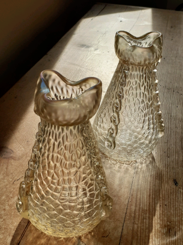 Vintage Pair Of Art Glass Vases  0