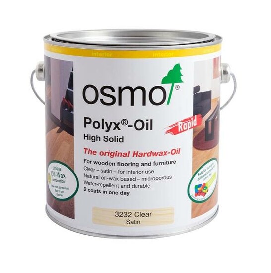 Osmo Polyx-Oil Hardwax-Oil, Rapid, 3232 Satin Finish, 2.5L