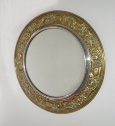 Antique Victorian Art Nouveau Mirror, Brass, 19Th Century thumb 2