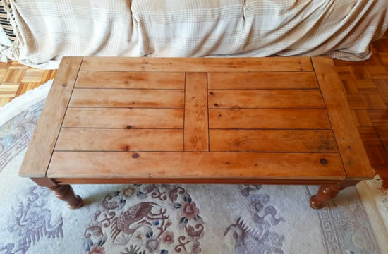 Solid Pine Coffee Table - Vintage Rustic Long Chunky Living Room Lounge Wood Wooden Furniture  1