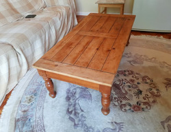 Solid Pine Coffee Table - Vintage Rustic Long Chunky Living Room Lounge Wood Wooden Furniture thumb-111073