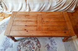 Solid Pine Coffee Table - Vintage Rustic Long Chunky Living Room Lounge Wood Wooden Furniture thumb-111072
