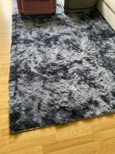 Furry Dark Grey Floor Rug  0