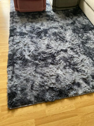 Furry Dark Grey Floor Rug