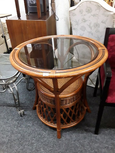 Bamboo Wicker Glass Table Copley Mill Low Cost Moves 2Nd Hand Furniture  3