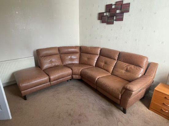 Sterling Furniture Brown Leather Corner Sofa, Burnside, Glasgow  0