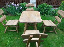 Solid Hand Made Wooden Garden Furniture, Table + 4 chairs, Oak thumb 4