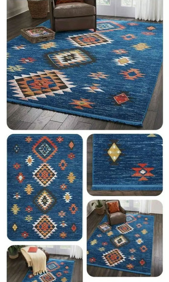 Large rug RRP 599 BRAND NEW/ SEALED Navajo Nourison NAV07 Blue Rug 239x328cm RRP £339  2
