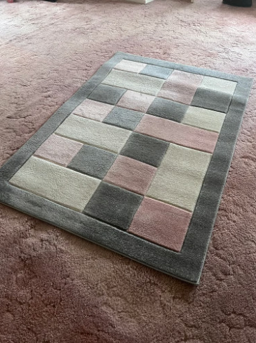 Grey and Pink Rug, Home & Garden, Dining, Living Room  0