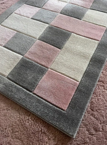Grey and Pink Rug, Home & Garden, Dining, Living Room  1