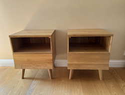Oak Furniture Land 'Cascade' Solid Oak Bedside Tables x2