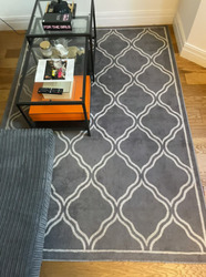 Grey and White Rug and Hallway Runner for Sale