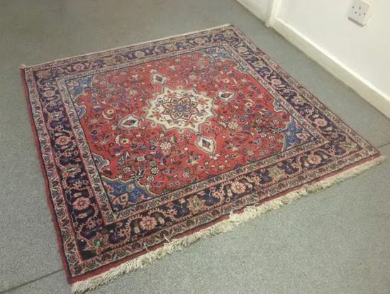 Vintage Persian Rug Handmade in Iran Hand Knotted Antique Oriental Carpet Size 110cm x 108cm  0