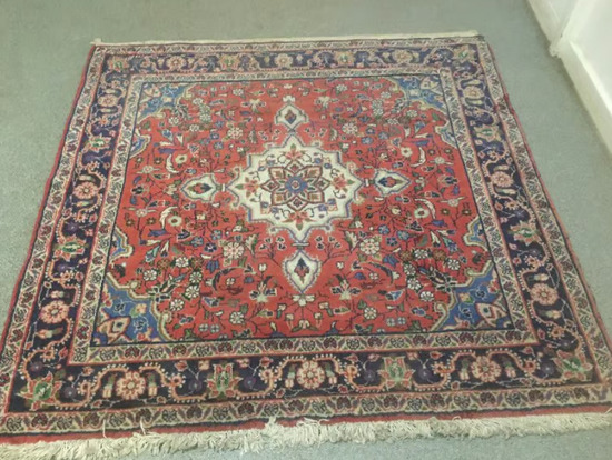 Vintage Persian Rug Handmade in Iran Hand Knotted Antique Oriental Carpet Size 110cm x 108cm  1