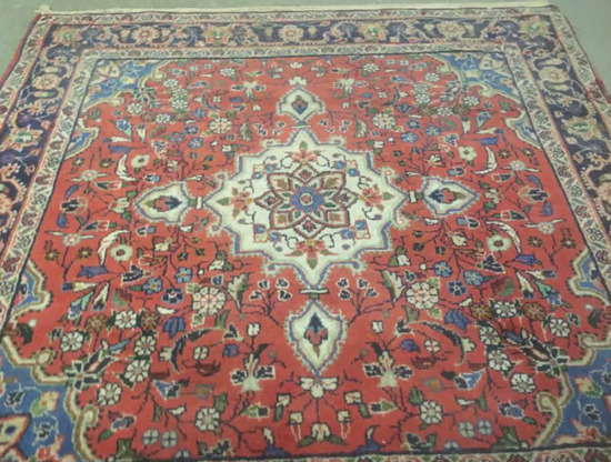 Vintage Persian Rug Handmade in Iran Hand Knotted Antique Oriental Carpet Size 110cm x 108cm  2