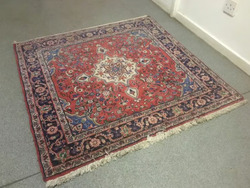 Vintage Persian Rug Handmade in Iran Hand Knotted Antique Oriental Carpet Size 110cm x 108cm