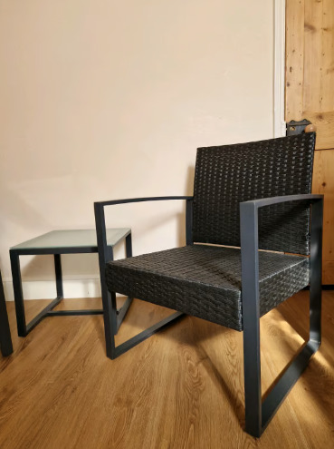 2 Seater Rattan Effect Garden Furniture Set in Black  1