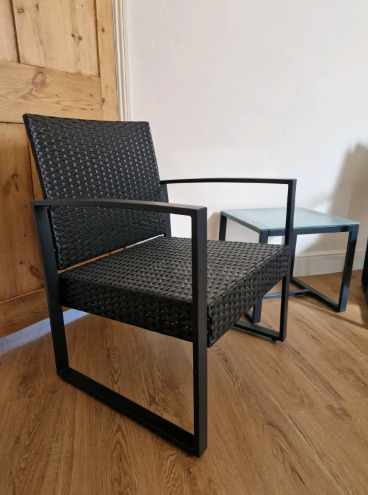 2 Seater Rattan Effect Garden Furniture Set in Black  2