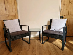 2 Seater Rattan Effect Garden Furniture Set in Black