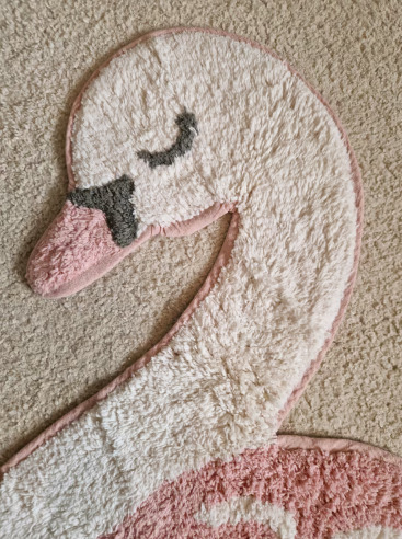 Sass & Belle Swan Nursery Bedroom Rug Mat White Pink  1